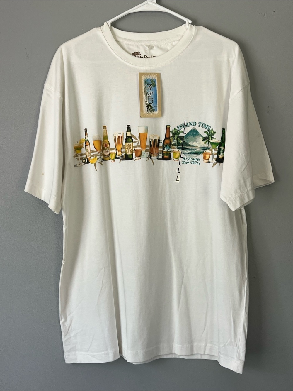 Island Time White Graphic Short-Sleeve Men's Tee size large new with tags